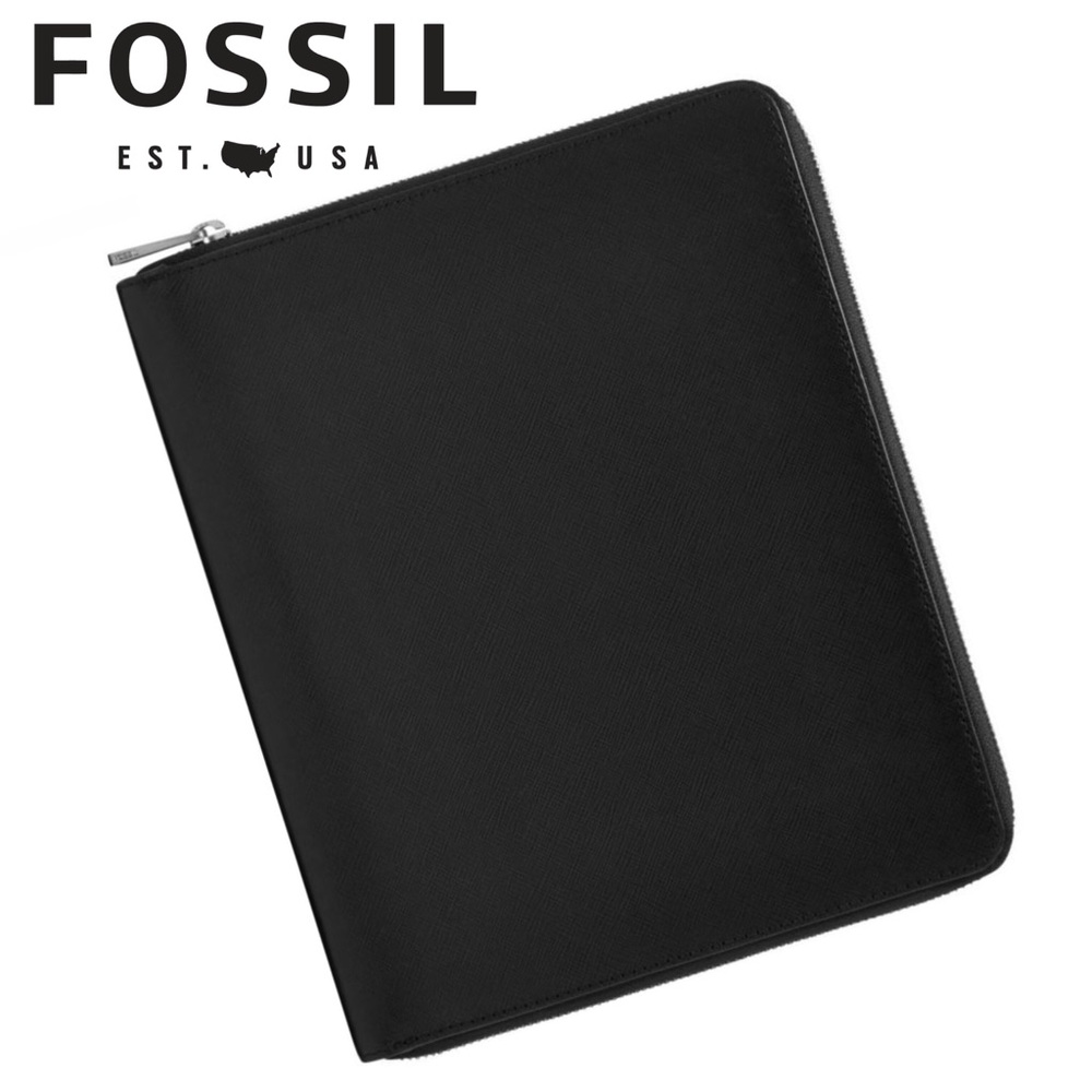 Fossil Faux Saffiano Leather Zip Tech Easel